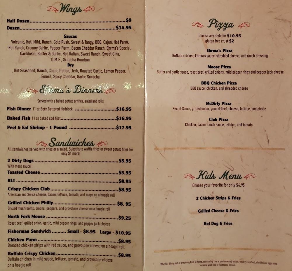 Dirty Ehrma's Cornerside Tavern Menu image 2